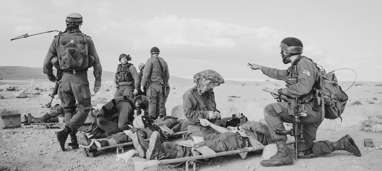 IDF combat paramedics providing medical care in the field