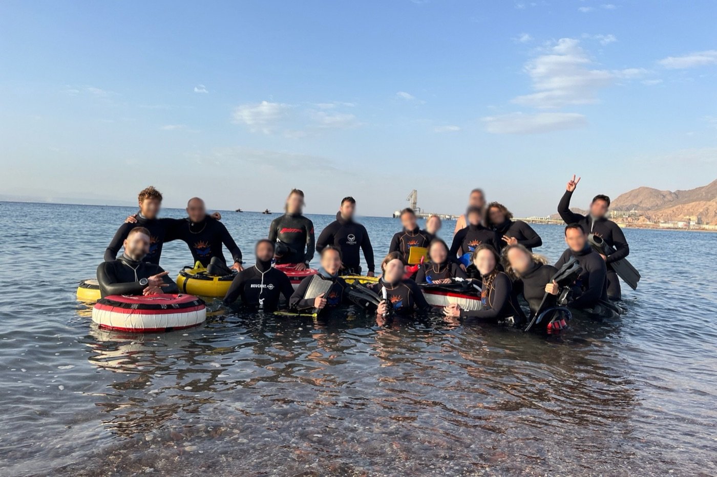 A group in the sea during a community water activity